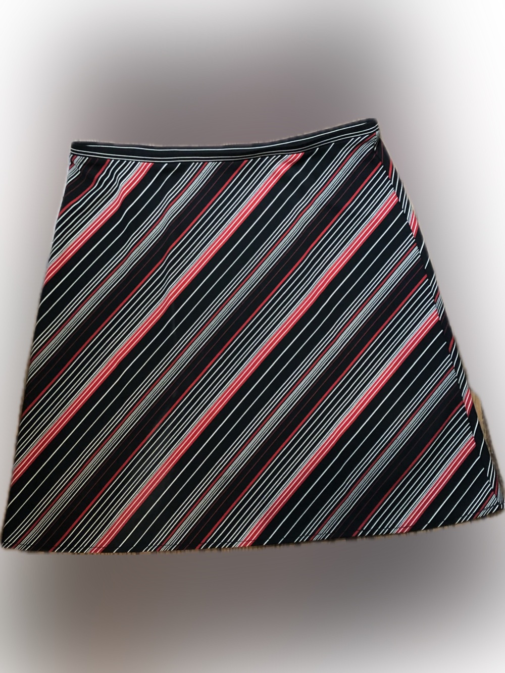 Women's Black, Red and White Diagonal Stripe Skirt